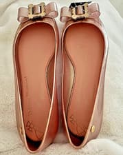 Image of Vivienne Westwood X Melissa Anglomania Rose Gold Bow Ballet Flats Size 39 UK