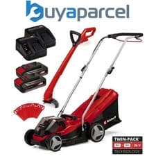 Image of Einhell Cordless 36v Lawnmower 33cm Cut Brushless + Grass Trimmer 2x Batteries