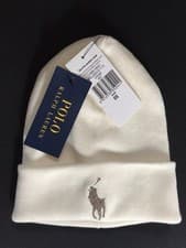 Image of Polo Ralph Lauren - Cream  - Cotton Beanie Hat  - New With Tags