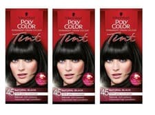 Image of 3x Schwarzkopf Poly Color Tint Hair Dye 45 Natural Black Permanent Multi Pack