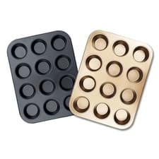 Image of Muffin Tray 12 Baking Tray - Non Stick Carbon Steel Cupcake Tray Oven Safe