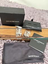 Image of Emperio Armani Men’s Silver Cuff Links BNWT In Original Box With Pouch