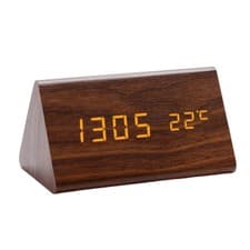 Image of Digital Alarm Clock Wooden Bedside Clock with Time & Temperature Display