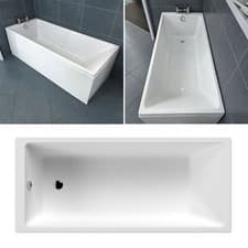 Image of Nuie 1700 x 700mm Thin Edge Straight Single Ended Acrylic Bath Modern Bathroom