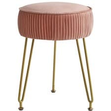 Image of Velvet Round Footrest Makeup Vanity Stool Side Table Pouf Couch Seat Golden