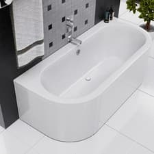 Image of 1700x750 D Shape Back To Wall Acrylic Bath Inc Front Panel