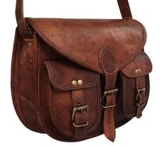 Image of Women's Genuine Leather Saddle Bag Vintage Crossbody Purse Rustic Retro Style