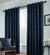 Image of Roma Woven Lined Textured Navy Curtains W66" x D72" Helena Springfield, RRP £130