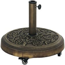 Image of Outsunny Parasol Base with Wheels, Floral Rose Pattern, Bronze