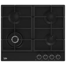Image of Beko HIAW164225SB 58cm Built In Gas Hob Black 4 Burner Cast Iron Enamel Support