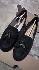 Image of Dune London GLISSADE - BLACK Flatform Tassel Trim Loafers Size 6 Brand New Rrp99