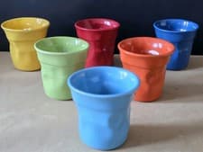 Image of Bialetti Ceramic Crumpled Espresso Cups X 6 Unused Multi Colours