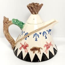 Image of Vintage Native American Tee Pee Style Teapot 7" Base Made by Omnibus Japan 34oz