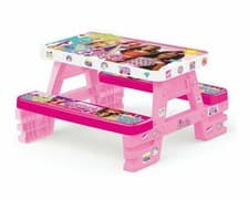 Image of Dolu Barbie Kids Picnic Table Indoor Outdoor Garden Role-Play Seat 4 Age 2+ Pink