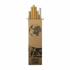 Image of Bamboo Straws Reusable Drinking Pack Biodegradable Natural Eco-Friendly Set UK