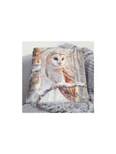 Image of Barn Owl Cushion Cover, Soft Polyester Fabric 45cm x 45cm. Zip Closure