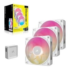 Image of 120mm Corsair 3 Pack iCUE LINK RX120 MAX RGB, White, 7 Blade, PWM, LCP, Magnetic