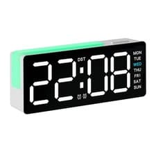 Image of Wall Mountable Desk LED Clock with Time Date Temp Display and Light Sensor