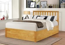 Image of Wooden Ottoman Bed, ZOE Storage Bed Frame Double, Kingsize, White or Oak