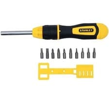 Image of Stanley Multibit Ratchet Screwdriver Set STA068010 0-68-010 With 10 Bits