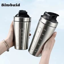 Image of Protein Shaker Bottle Leak-Proof Metal Stainless Steel Protein Mixer UK