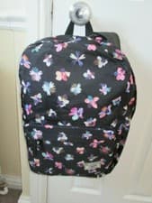 Image of ACCESSORIZE BLACK RUCK SACK FLORAL PRINT PATTERN 17.5"x 12"x 5" r.r.p. £29