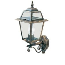 Image of Black & Gold Outdoor Traditional Up Lantern Wall Light IP44