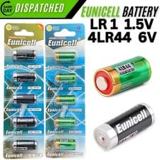 Image of 4LR44 6V, LR1 1.5V, AG13 SR44 L1154 357 A76 Eunicell Alkaline Batteries UK