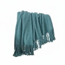 Image of Tasseled Geometric Throw Multi-Purpose Tasseled Woven Coverlet Tassel border