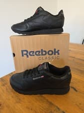 Image of Reebok Classic Womens Black Leather Trainers UK 6 New
