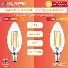 Image of E14 LED Filament Candle Light bulb 4W–8W Warm White 3000K Non-Dimmable UK 🔥