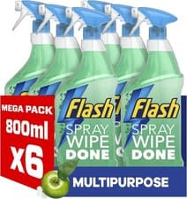 Image of Flash Spray Wipe Done Apple Blossom Anti Bacterial Cleaning Spray 800 ML x 6