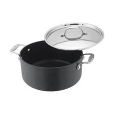 Image of STELLAR 6000 HARD ANODISED NON STICK 24CM CASSEROLE & METAL LID 5LTR S636