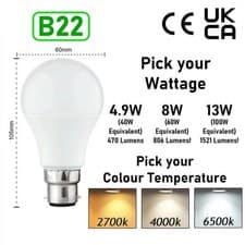 Image of LED GLS LIGHT BULBS 40w 60w 100w WARM/COOL WHITE BC/B22 ES/E27 Bayonet Daylight