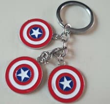 Image of Marvel Avengers Captain America Shield Keyring 1.5cm Diameter UK Seller Free P&P