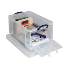 Image of 2 x 64 L Front Opening Really Useful Box Stackable Storage Box, Clear - New +24h
