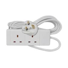 Image of 2 Gang 6M Long Surge Protected Lead UK Plug Extension Cable Socket-White
