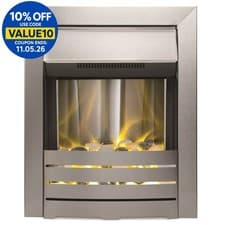 Image of Adam Helios Steel Brushed Inset Electric Fire Heater Heating Real Flame Effect