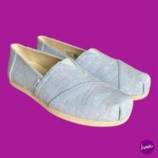 Image of TOMS Women's Alpargata Slip-On Shoes, Speckled Linen, Light Blue, UK 3.5 | EU 36