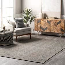 Image of Boho Rectangle Grey Dye Rug Natural Woven Floor Mat Eco Rustic Decor