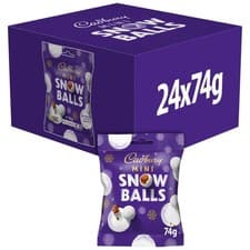 Image of 24 Pack Box Cadbury Dairy Milk Chocolate Christmas Mini Snow Balls 74g x24 -Bulk