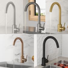 Image of Kitchen Sink Mixer Tap Monobloc Swivel Spout Black Chrome Brushed Brass Bronze