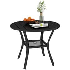 Image of Outsunny 90 cm Garden Dining Table, Round Garden Table with Parasol Hole