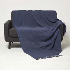 Image of 100% Cotton Lightweight Handwoven Textured "KASHI" Throw Blanket with Tassels