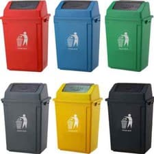 Image of Recycling Swing Trash Can Large Plastic Waste Rubbish Bin for Home Kitchen