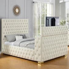 Image of Mariana Chesterfield Upholstered TV Bed Frame With Gas Lift Option in UK Sizes