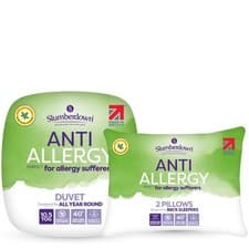 Image of Slumberdown Anti Allergy, Anti Bacterial 10.5 Tog Duvet + 2 Pillows, Single