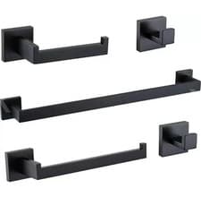 Image of Bathroom Accessory Set, Stainless Steel- Black 5 Piece Set
