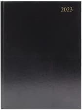 Image of Condiary Desk Diary Reference Calendar Ribbon Marker Week To View A4 Black 2023