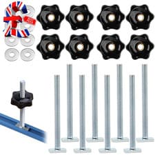 Image of 8 Set / 24 Pcs M8 T Track Bolts, T Slot Bolts M8 and Plastic Hand Nuts Kit, Alum